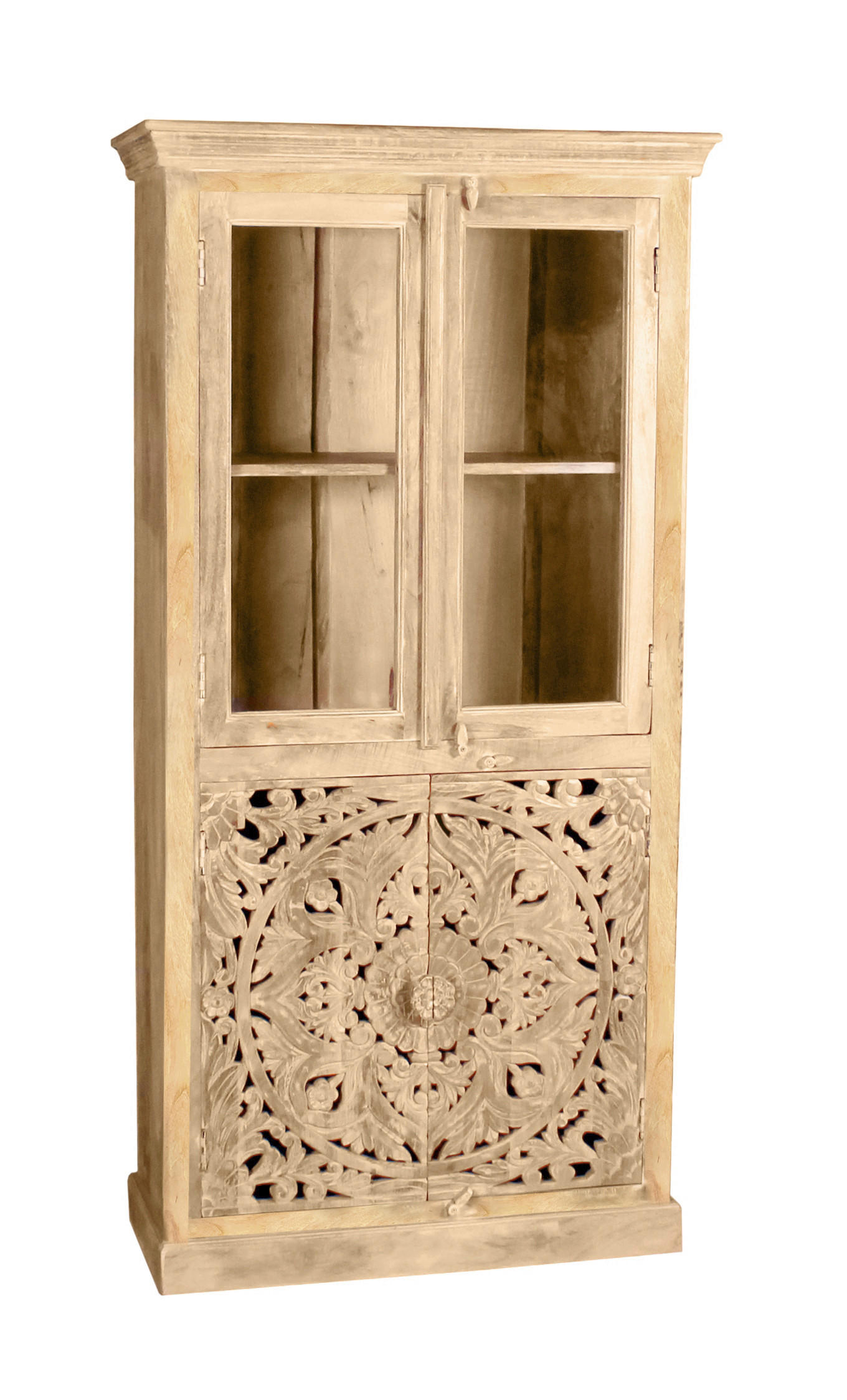 VITRINE  in massiv Mangoholz Naturfarben - Naturfarben, Design, Holz (90/180/45cm) - MID.YOU