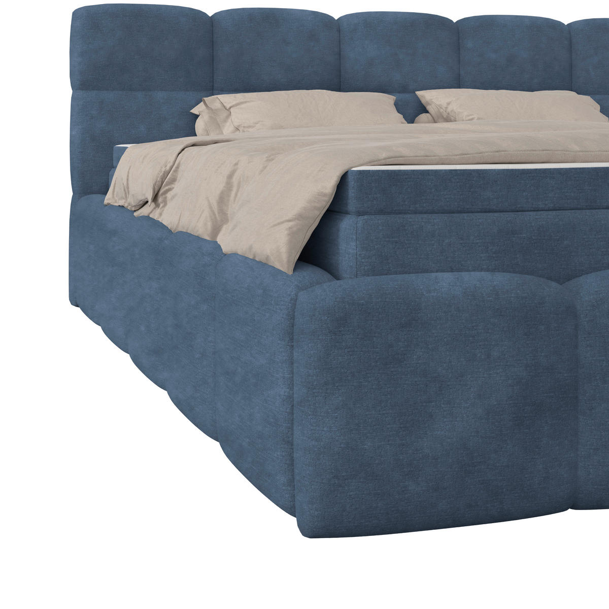 POLSTERBETT 160/200 cm,  in Blau, Matratze, Bettkasten, H3 = fest  - Blau/Schwarz, Trend, Kunststoff/Textil (160/200cm)