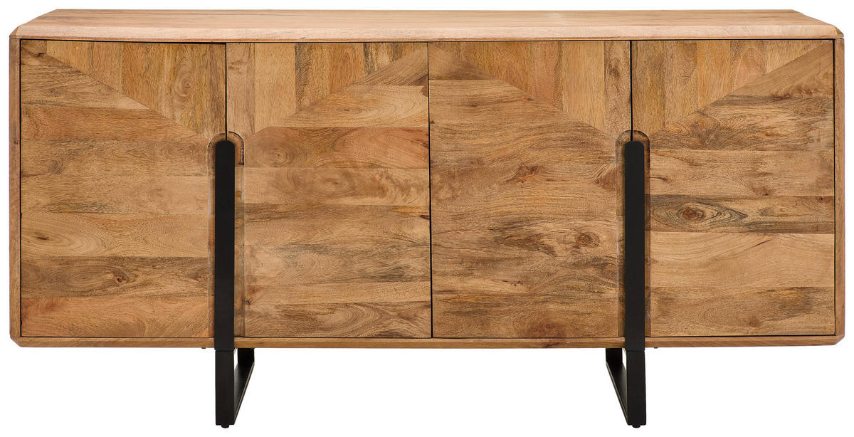 SIDEBOARD  in 170/80/45 cm  - Schwarz/Naturfarben, Design, Holz/Metall (170/80/45cm) - Livetastic