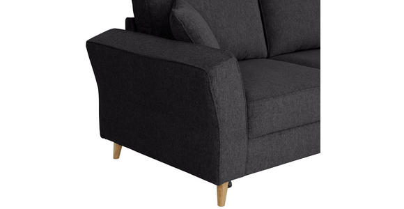 ECKSOFA in Flachgewebe Schwarz  - Eichefarben/Schwarz, KONVENTIONELL, Holz/Textil (265/159cm) - Carryhome