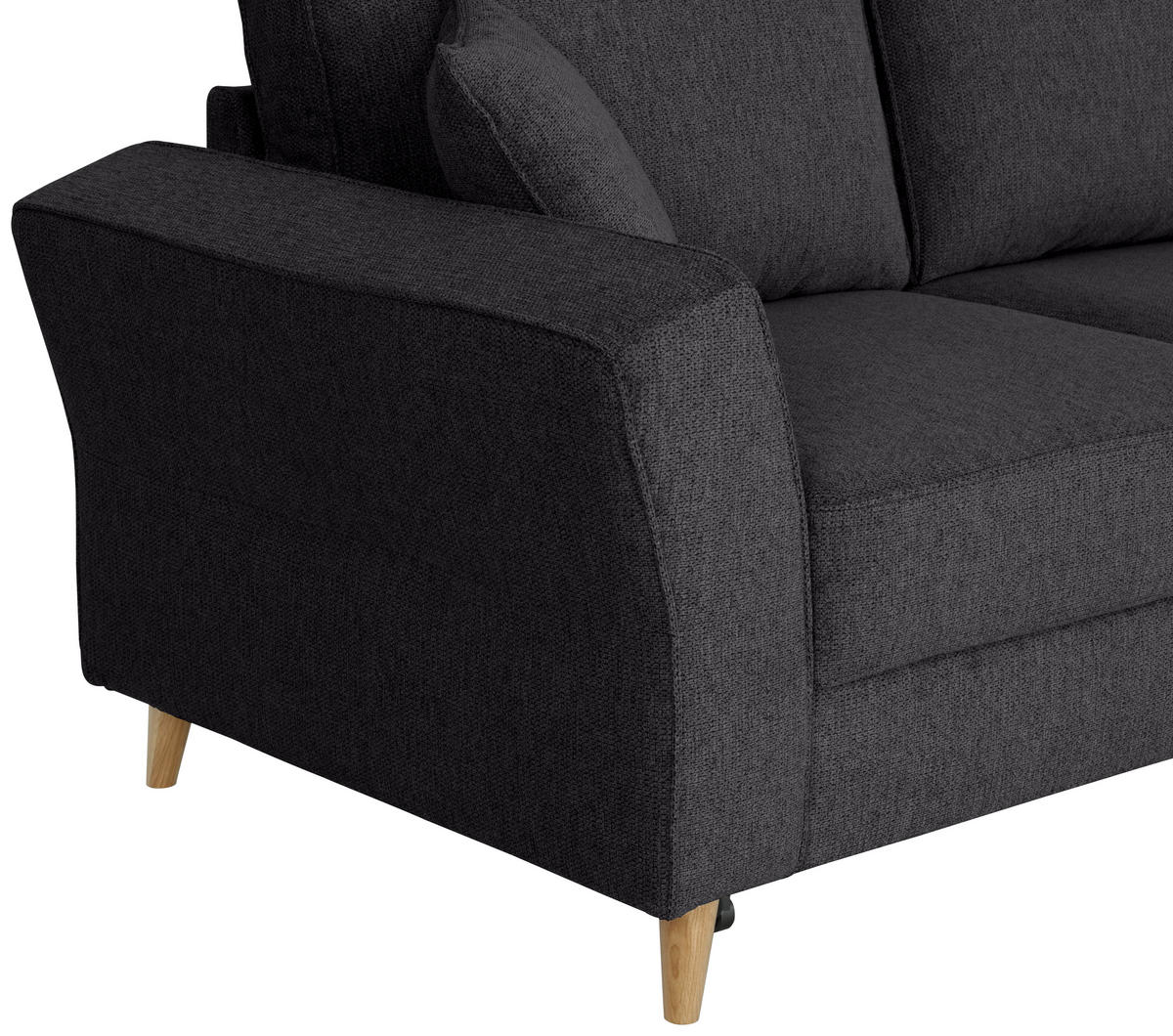 ECKSOFA in Flachgewebe Schwarz  - Eichefarben/Schwarz, Konventionell, Holz/Textil (265/159cm) - Carryhome