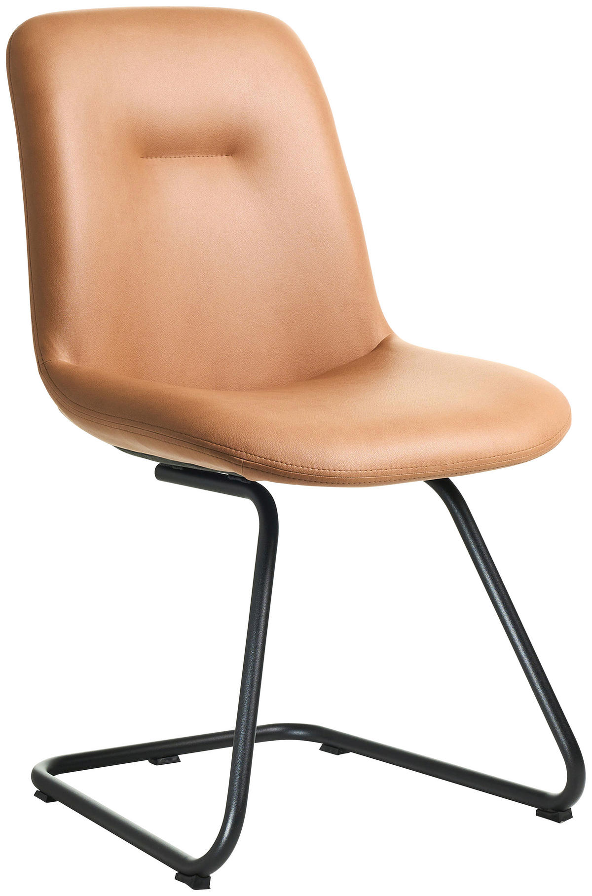 STUHL - Cognac/Schwarz, Basics, Textil/Metall (51/89/61cm) - Celina Home