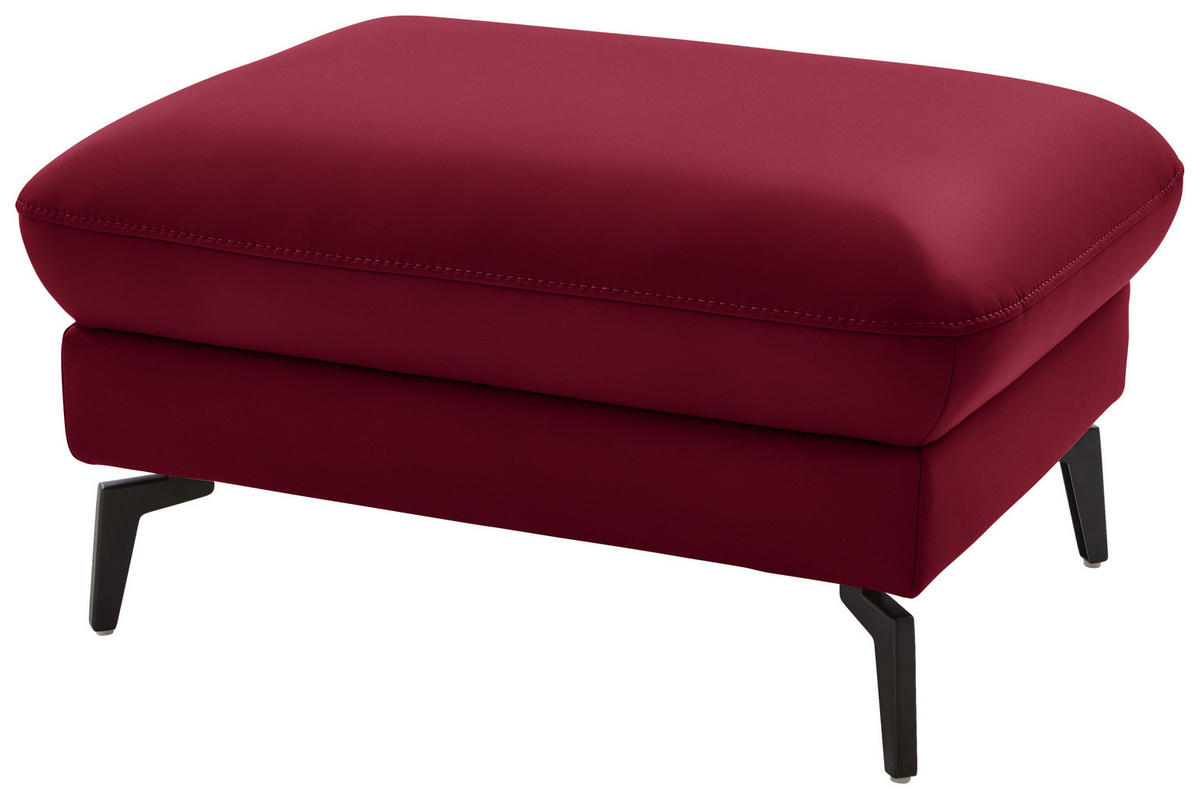 ECKSOFA in Echtleder Rot  - Rot/Schwarz, Natur, Leder/Metall (168/281cm) - Valdera