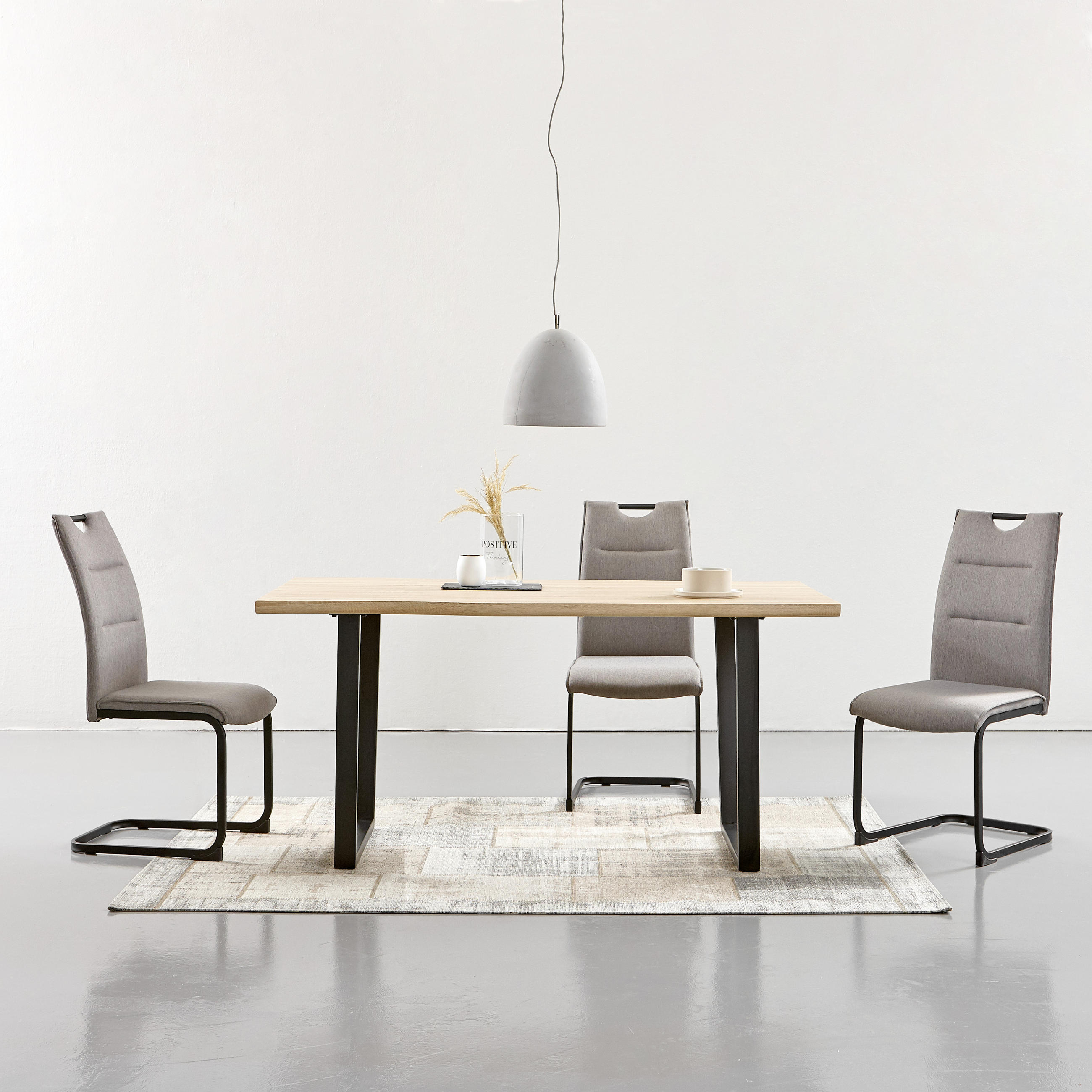 ESSTISCH rechteckig Schwarz, Eichefarben  - Eichefarben/Schwarz, Design, Holzwerkstoff/Metall (160/90/76cm) - MID.YOU