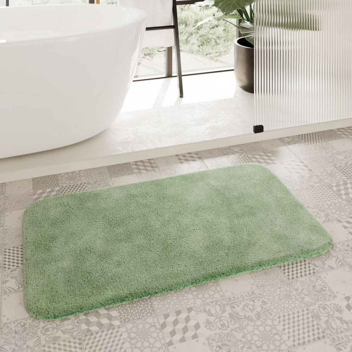 BADTEPPICH Grün 80/150 cm  - Grün, Basics, Kunststoff/Textil (80/150cm) - WECON HOME