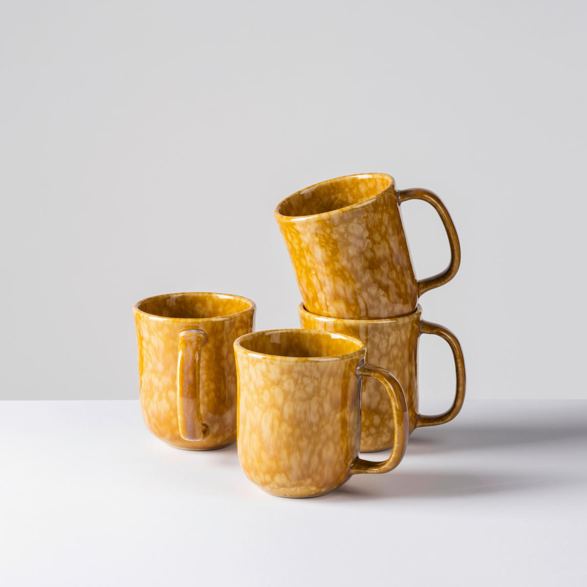 TASSENSET ALPENGLÜHEN 4-teilig  - Dunkelgelb/Weiß, Basics, Keramik (9/10cm) - Gipfelstück