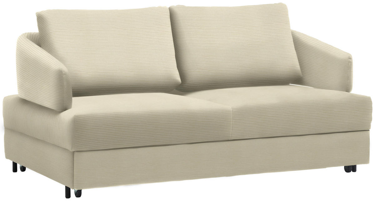 SCHLAFSOFA in Textil Creme  - Creme/Schwarz, Design, Textil/Metall (172/76-89/112-120cm) - Bali