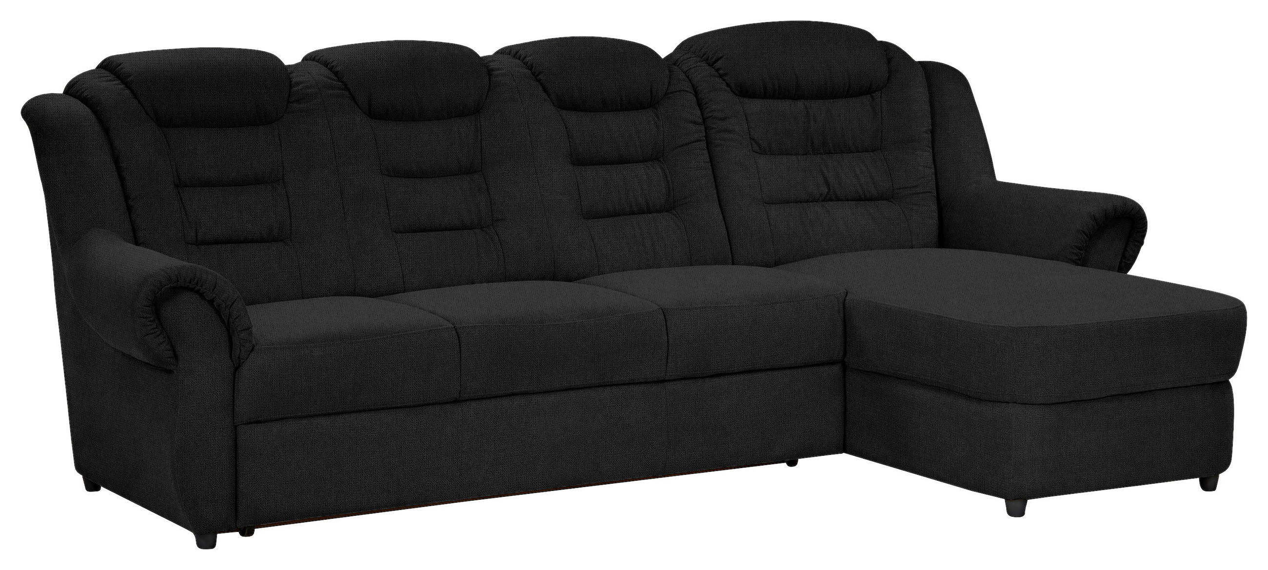 ECKSOFA Schwarz Chenille Rücken echt  - Schwarz, KONVENTIONELL, Kunststoff/Textil (262/165cm) - Livetastic