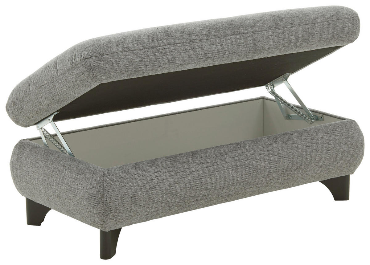 HOCKER Webstoff Grau  - Chromfarben/Grau, Design, Textil/Metall (129/49/64cm) - Beldomo Style