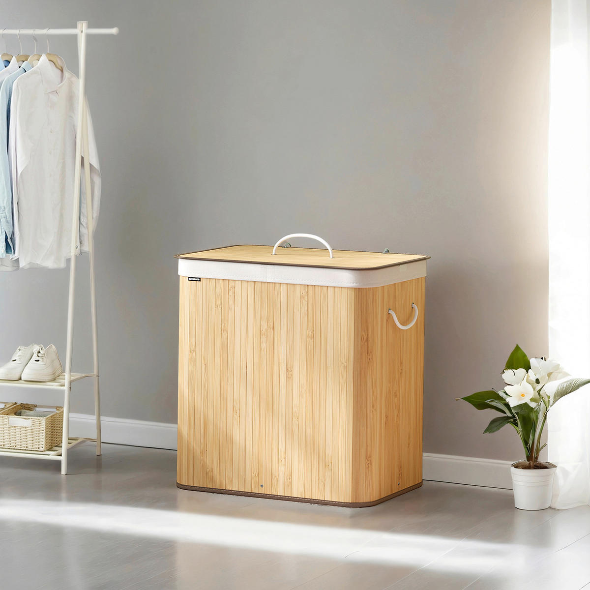 WÄSCHEKORB - Naturfarben, Trend, Naturmaterialien/Holzwerkstoff (50/61/40cm) - Boxxx