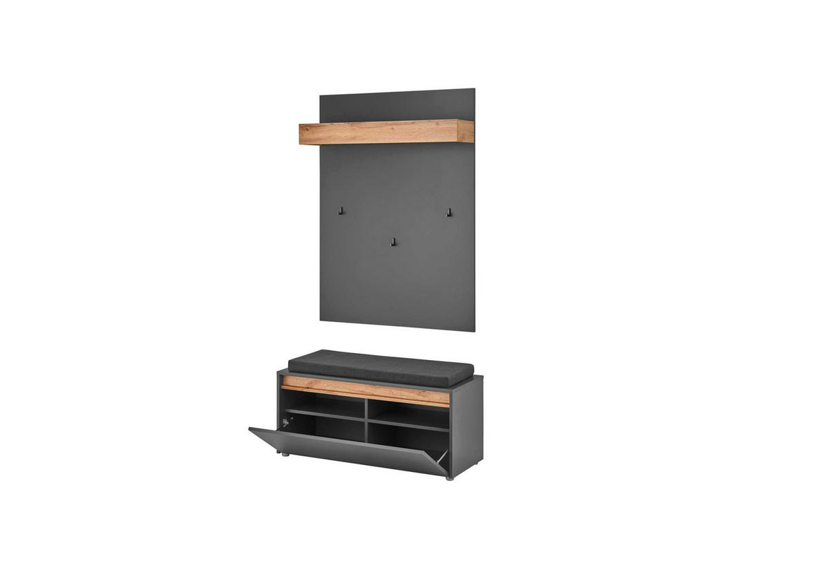 GARDEROBE 3-teilig  in 100/200/40 cm  - Anthrazit/Eiche Wotan, Design, Holzwerkstoff/Textil (100/200/40cm) - Modante
