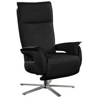 RELAXSESSEL in Leder Schwarz  - Edelstahlfarben/Schwarz, Modern, Leder/Metall (77/116/80cm) - Livetastic