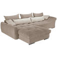 ECKSOFA Naturfarben, Taupe Cord  - Taupe/Chromfarben, KONVENTIONELL, Textil/Metall (225/335cm) - Carryhome