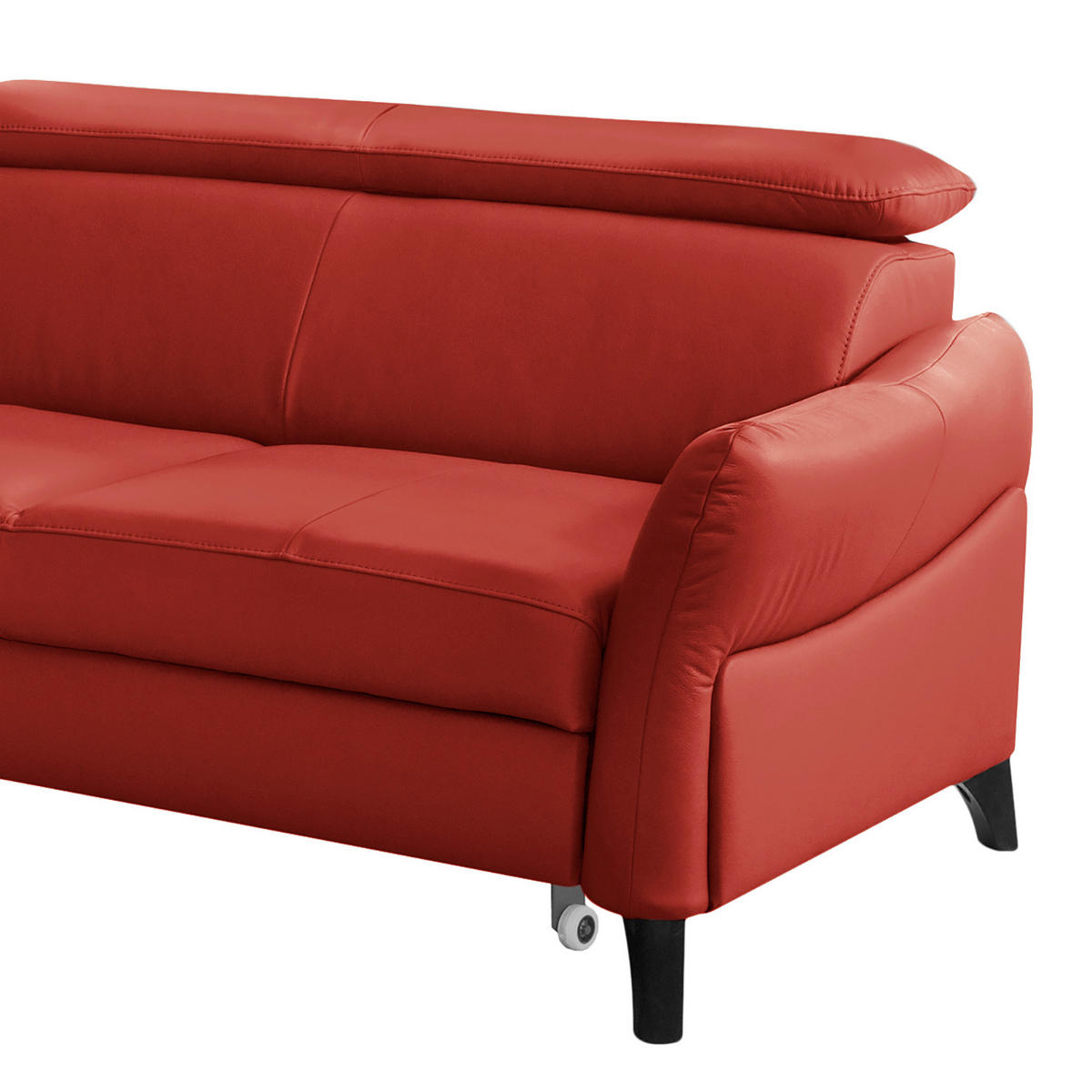 ECKSOFA  in Lederlook Echtleder Rot  - Rot/Schwarz, Design, Leder/Holz (199/244cm) - Livetastic