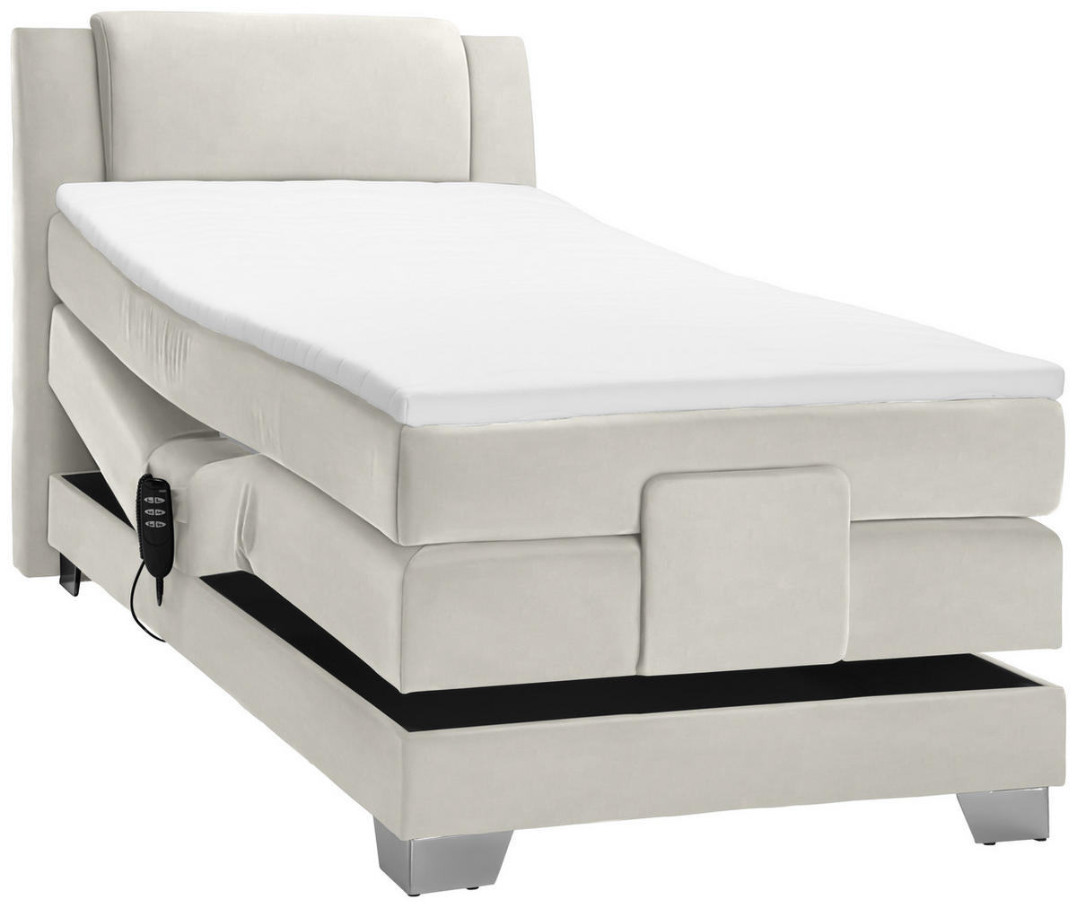 BOXSPRINGBETT 100/200 cm  in Creme  - Silberfarben/Creme, KONVENTIONELL, Kunststoff/Textil (100/200cm) - Esposa