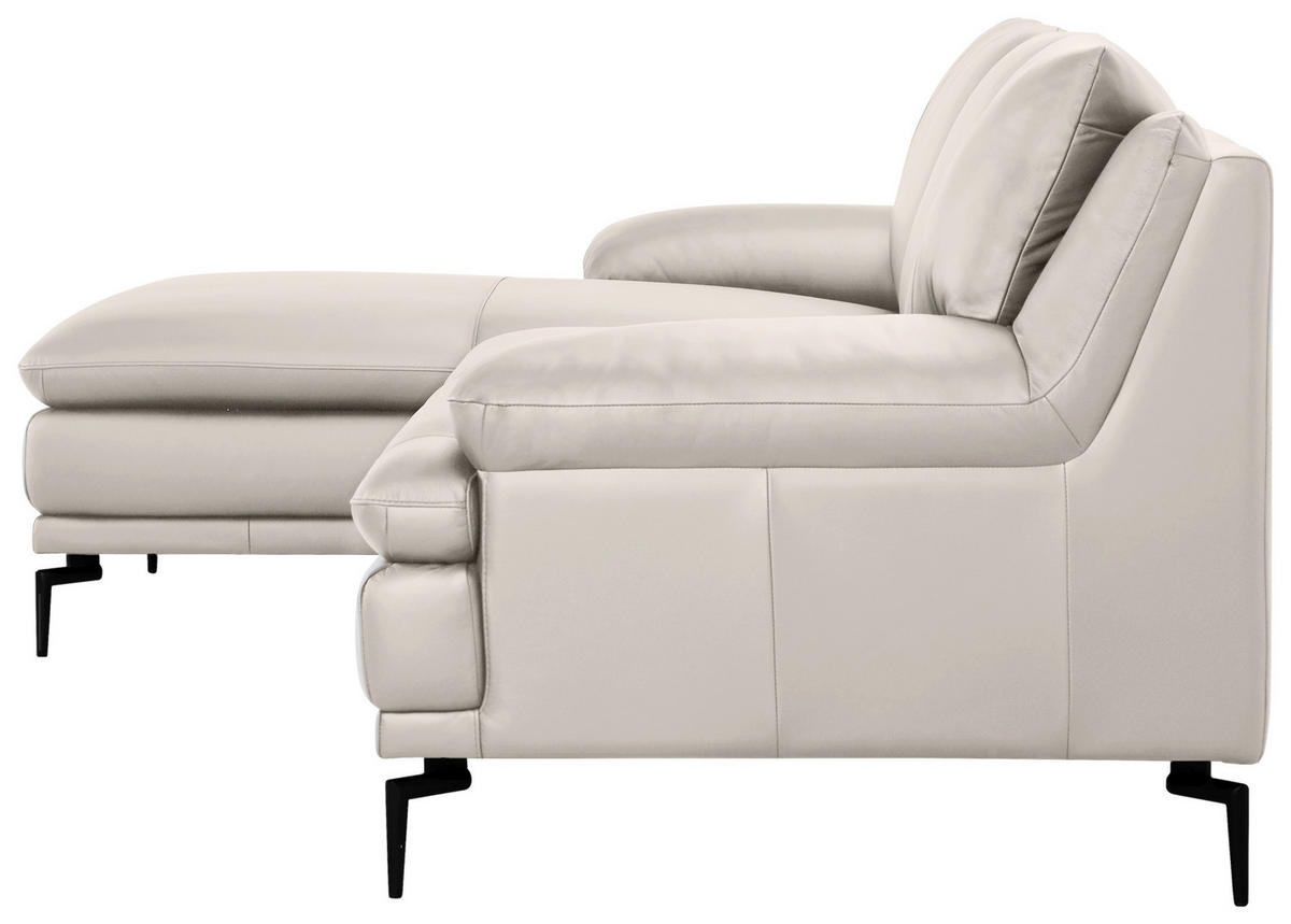 ECKSOFA Weiß Echtleder  - Schwarz/Weiß, Design, Leder (158/248cm) - MID.YOU