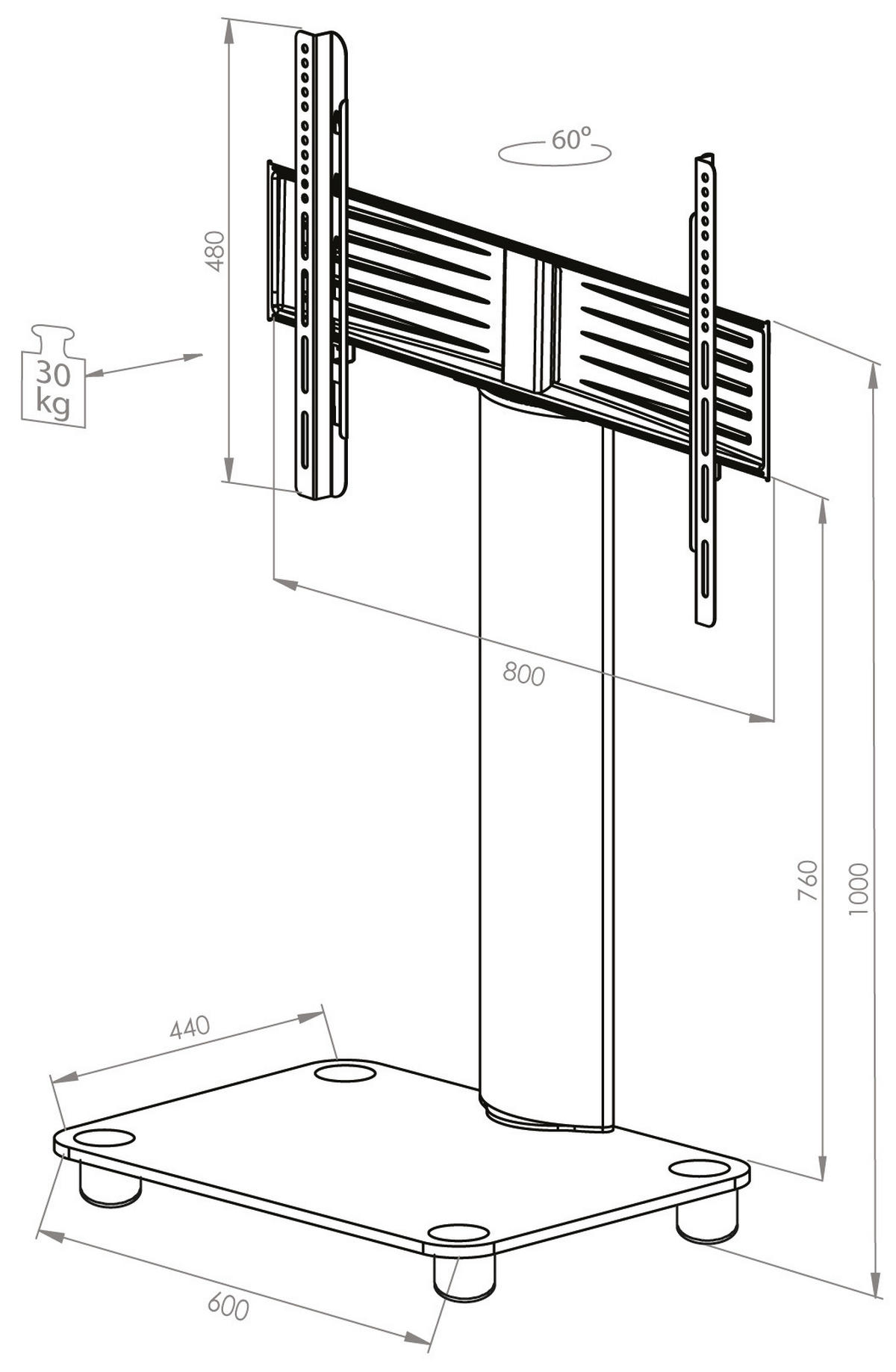 TV-RACK Glas, Metall Silberfarben, Klar  - Klar/Silberfarben, KONVENTIONELL, Glas/Metall (60/100/44cm) - MID.YOU