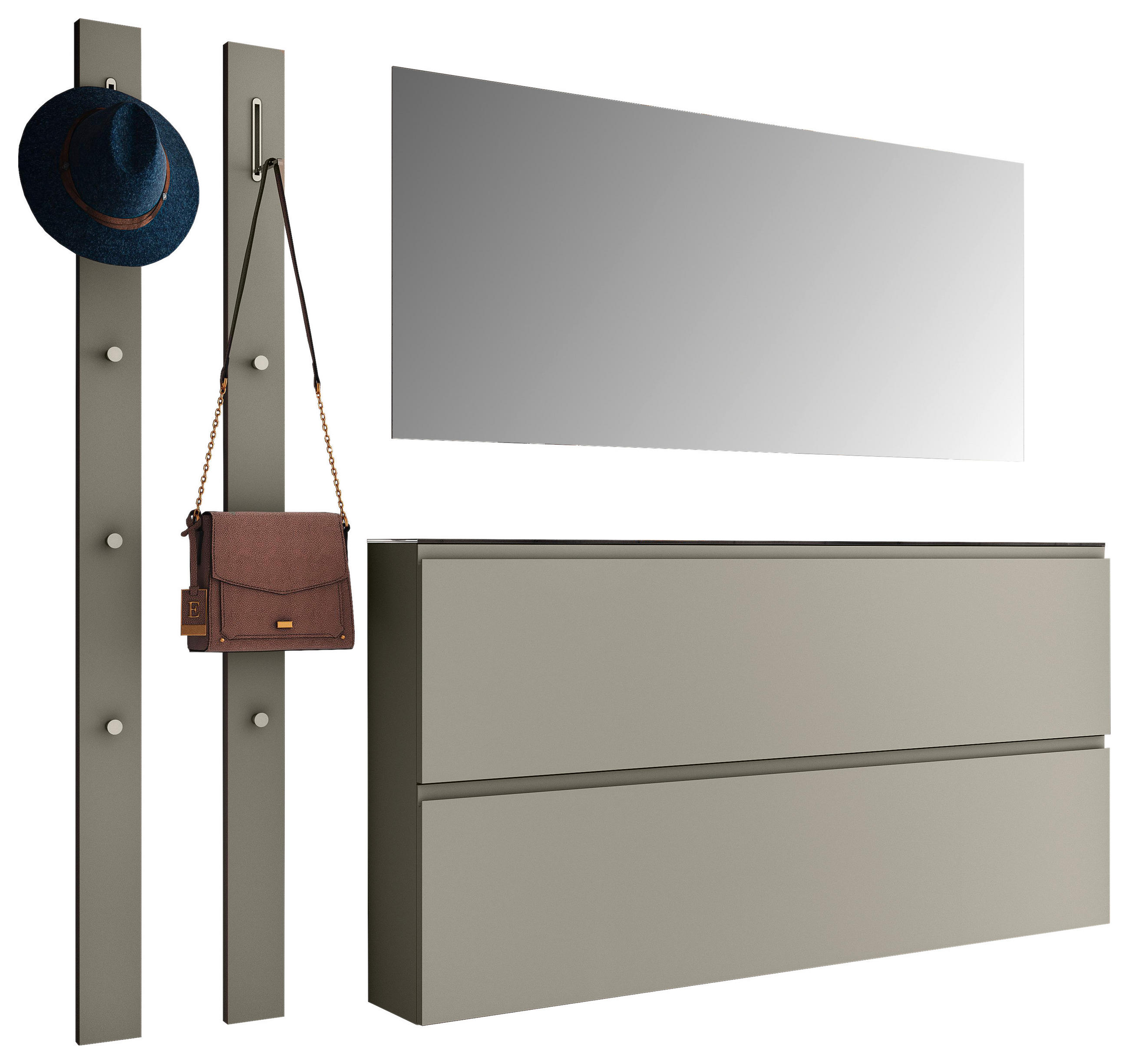GARDEROBE Taupe - Taupe, Design, Glas (200/185/22cm) - Moderano