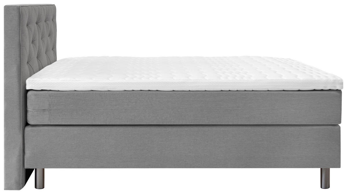 BOXSPRINGBETT 140/200 cm  in Hellgrau  - Hellgrau, KONVENTIONELL, Textil/Metall (140/200cm) - Welnova