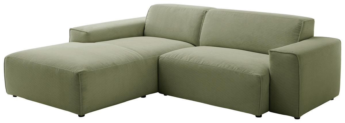 ECKSOFA in Cord Hellgrün  - Schwarz/Hellgrün, Design, Kunststoff/Textil (189/230cm) - Pure Home Lifestyle