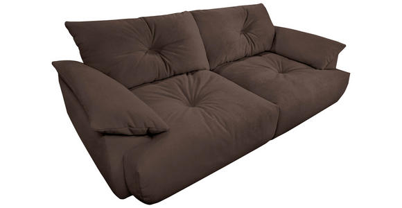 BIGSOFA Webstoff Dunkelbraun  - Dunkelbraun/Schwarz, KONVENTIONELL, Kunststoff/Textil (243/90,5/130cm) - Ambia Home