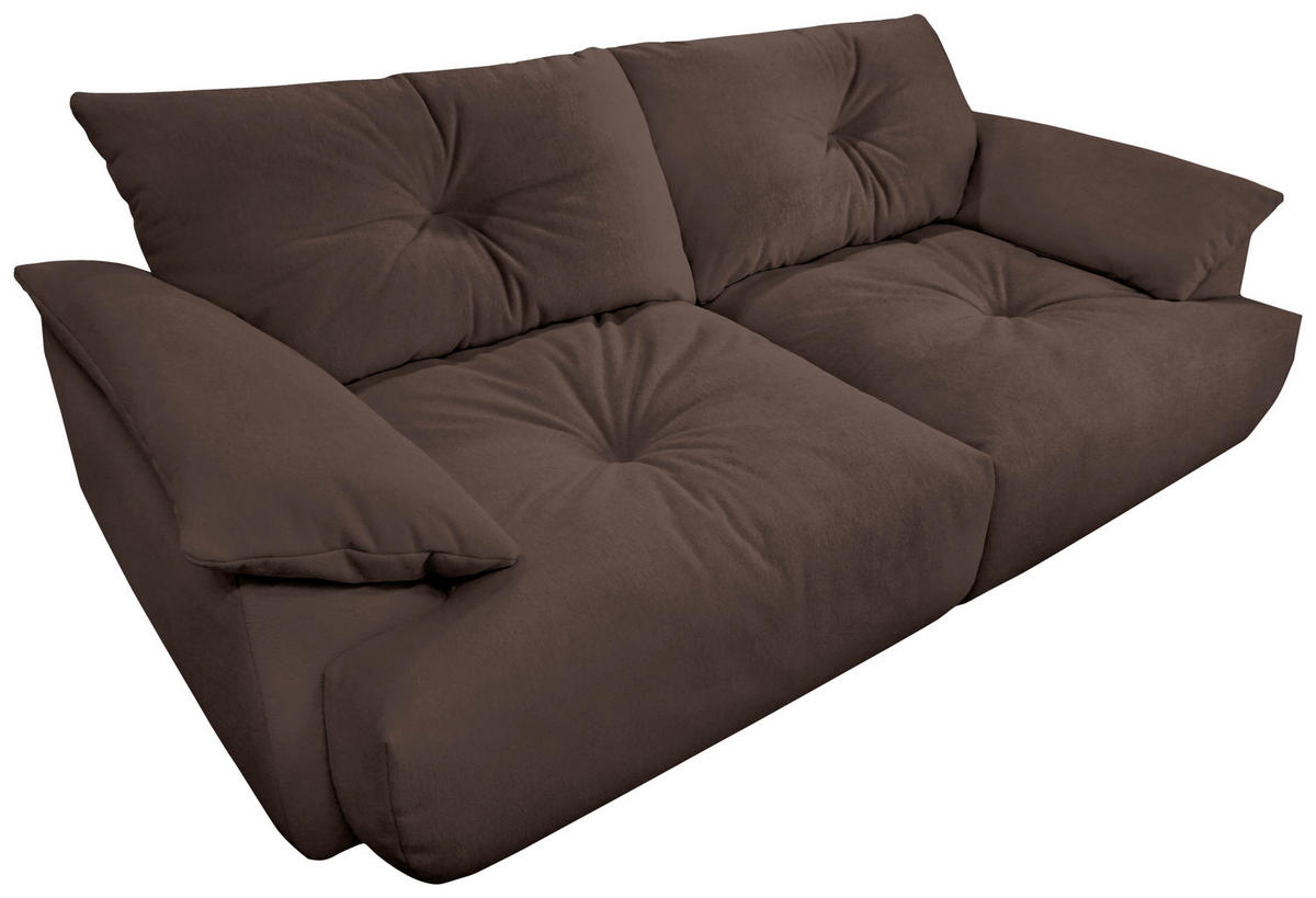 BIGSOFA Webstoff Dunkelbraun  - Dunkelbraun/Schwarz, KONVENTIONELL, Kunststoff/Textil (243/90,5/130cm) - Ambia Home