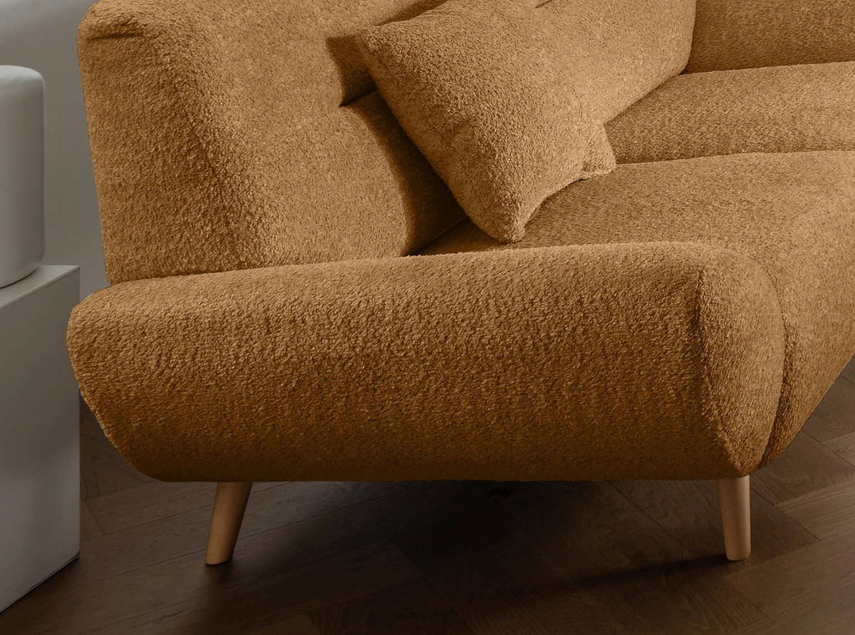 2-SITZER-SOFA in Bouclé Goldfarben  - Wildeiche/Goldfarben, KONVENTIONELL, Holz/Textil (173/81/90cm) - MID.YOU