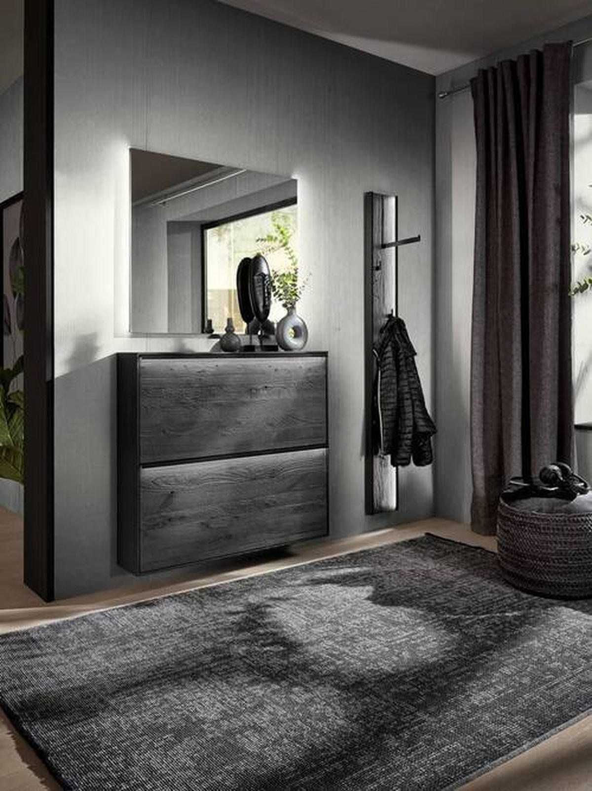 GARDEROBE 3-teilig  in 133/195/20 cm  - Anthrazit, Design, Glas/Holz (133/195/20cm) - Johann Jakob