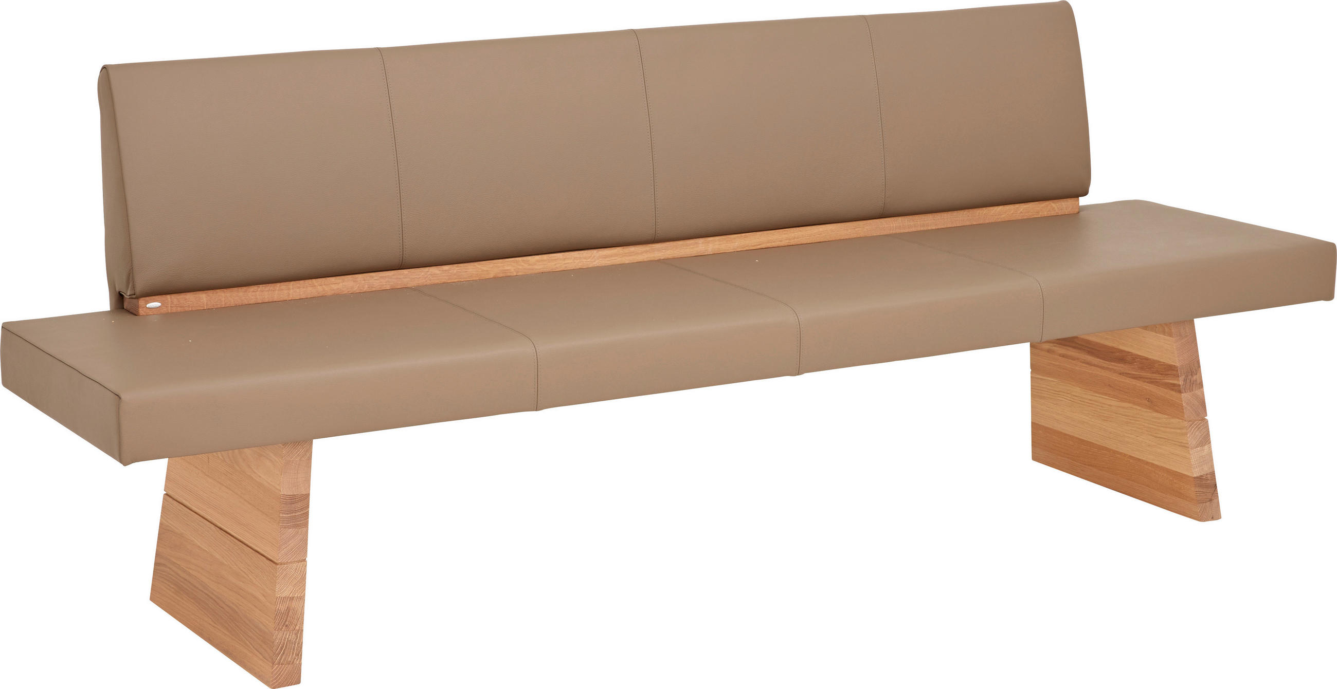 SITZBANK 200/88/59 cm in Eichefarben, Hellbraun - Hellbraun/Eichefarben, Design, Leder/Holz (200/88/59cm) - Voglauer