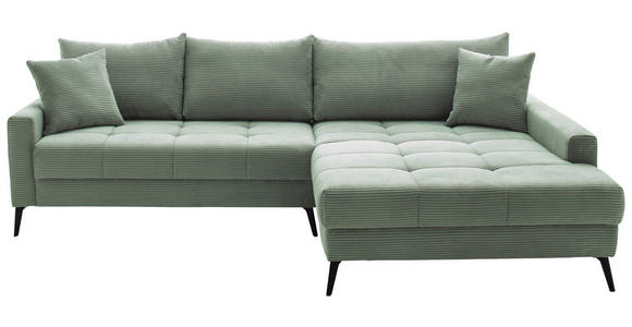 ECKSOFA  in Cord Pastellgrün  280/173 cm  - Pastellgrün/Schwarz, KONVENTIONELL, Textil/Metall (280/173cm) - Hom`in