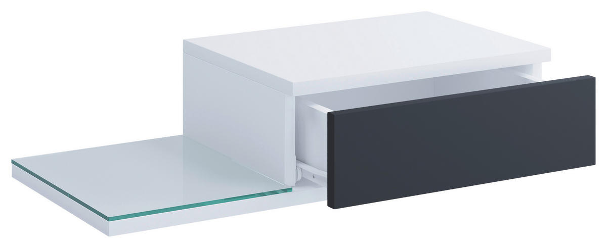 NACHTSCHRANK 65/15/30 cm  - Anthrazit/Weiß, MODERN, Glas/Holzwerkstoff (65/15/30cm) - MID.YOU