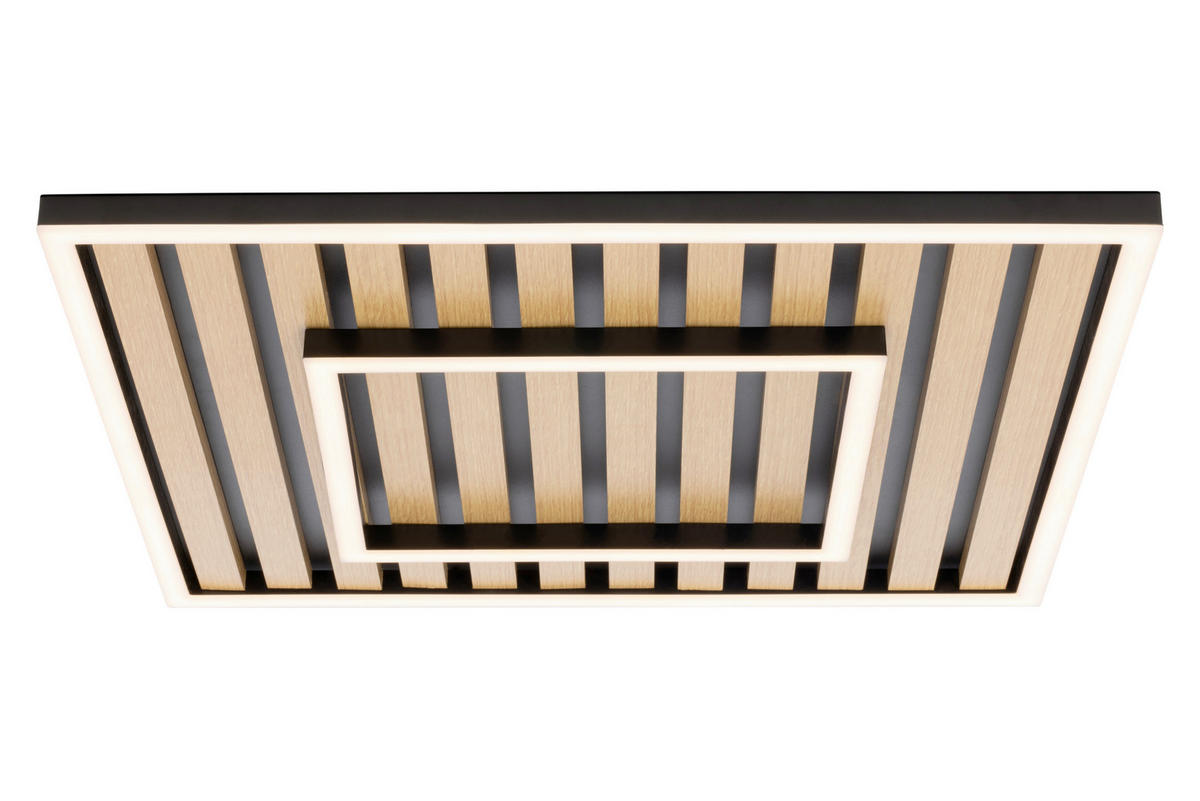 LED-DECKENLEUCHTE 50/50/6 cm   - Schwarz, Design, Holz/Kunststoff (50/50/6cm) - Novel