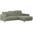 ECKSOFA in Webstoff Grün 260/187 cm - Chromfarben/Grün, Design, Textil/Metall (260/187cm) - Xora