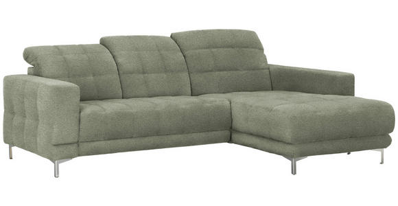 ECKSOFA in Webstoff Grün 260/187 cm - Chromfarben/Grün, Design, Textil/Metall (260/187cm) - Xora