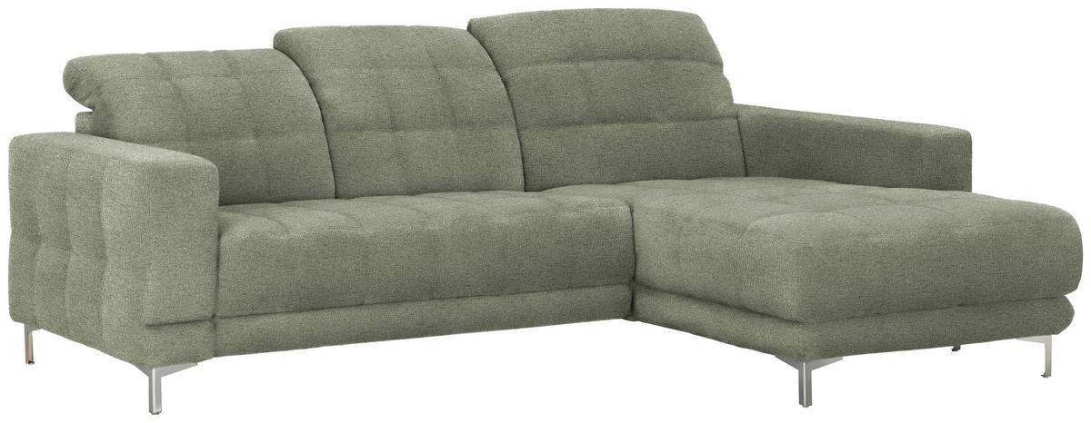 ECKSOFA in Webstoff Grün  - Chromfarben/Grün, Design, Textil/Metall (260/187cm) - Xora