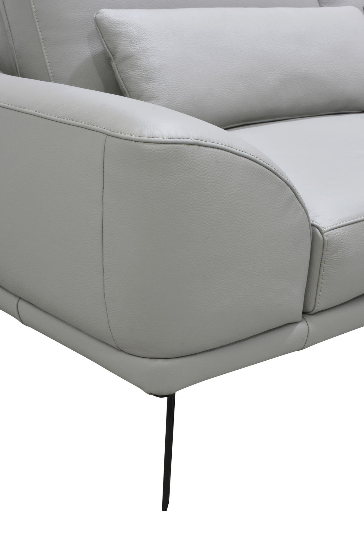 ECKSOFA Taupe Echtleder Zierkissen, Rücken echt, Kopfteilverstellung, Sitztiefenverstellung, Kopfstütze  - Taupe/Schwarz, Design, Leder/Metall (276/225cm) - Celina Home