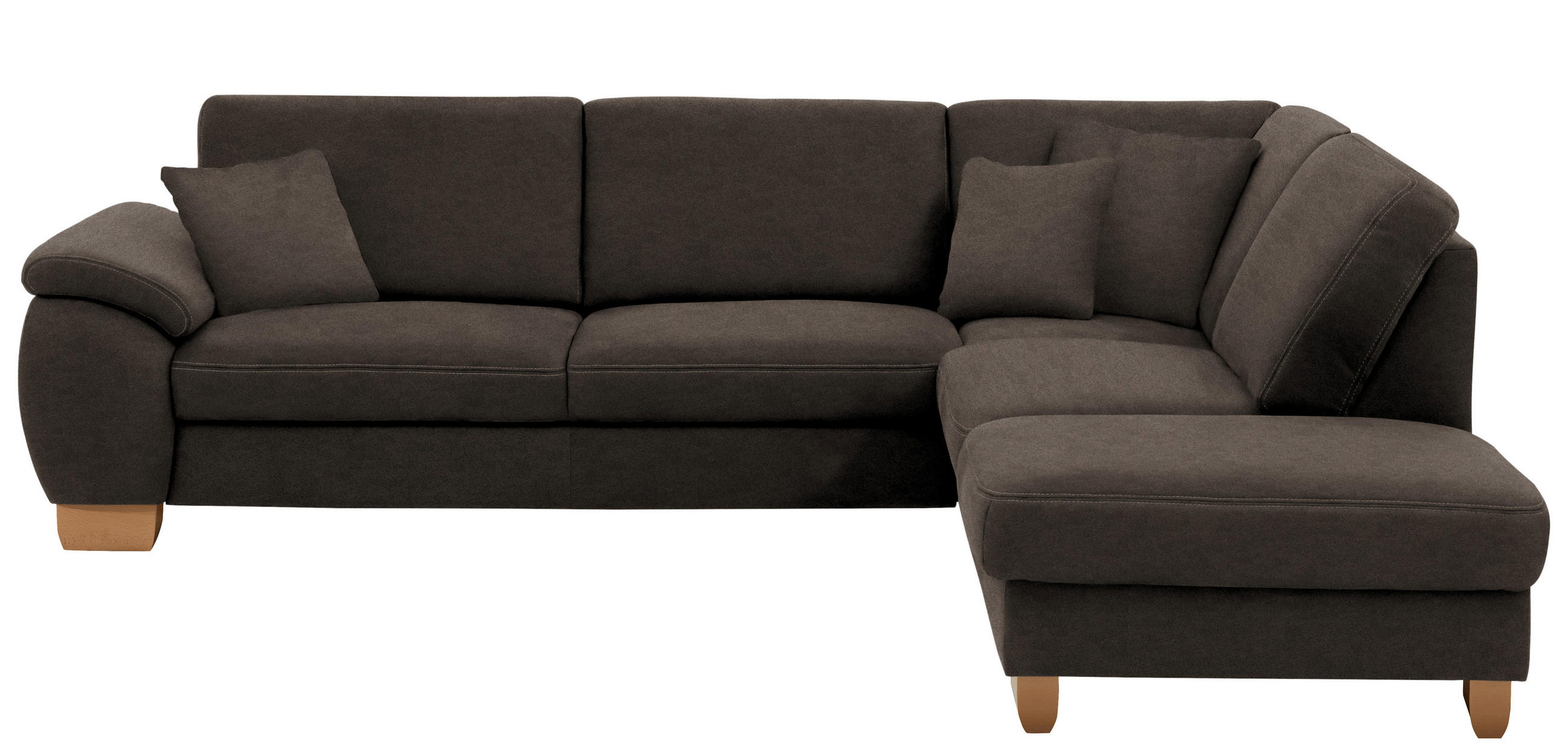 ECKSOFA in Mikrofaser Mokka  - Wildeiche/Beige, Natur, Holz/Textil (286/236cm) - Voleo