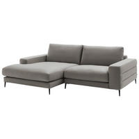 ECKSOFA  in Velours Greige Rücken echt  177/253 cm  - Greige/Schwarz, Design, Textil/Metall (177/253cm) - Dieter Knoll
