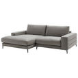 ECKSOFA  in Velours Greige Rücken echt  177/253 cm  - Greige/Schwarz, Design, Textil/Metall (177/253cm) - Dieter Knoll