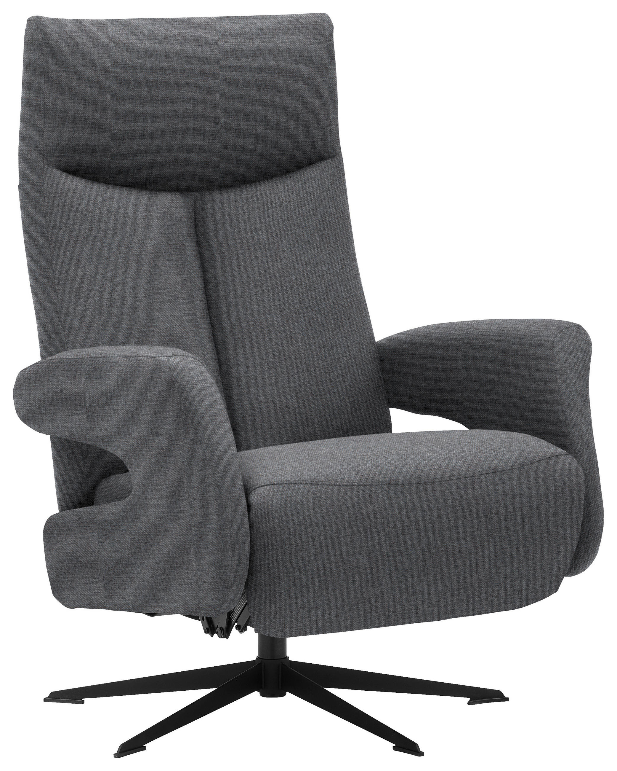 RELAXSESSEL Webstoff Relaxfunktion    - Schwarz/Grau, Design, Textil/Metall (74/105/82cm) - Welnova