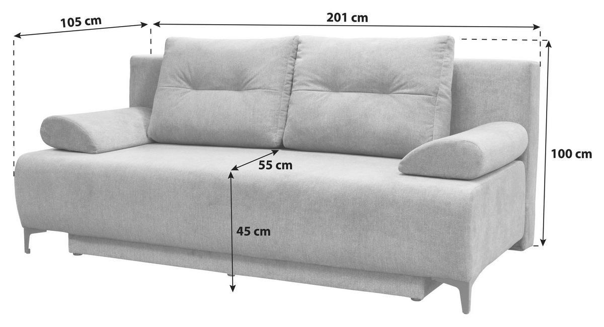BOXSPRINGSOFA Mikrofaser Dunkelgrau  - Dunkelgrau/Schwarz, MODERN, Textil/Metall (201/100/105cm) - MID.YOU