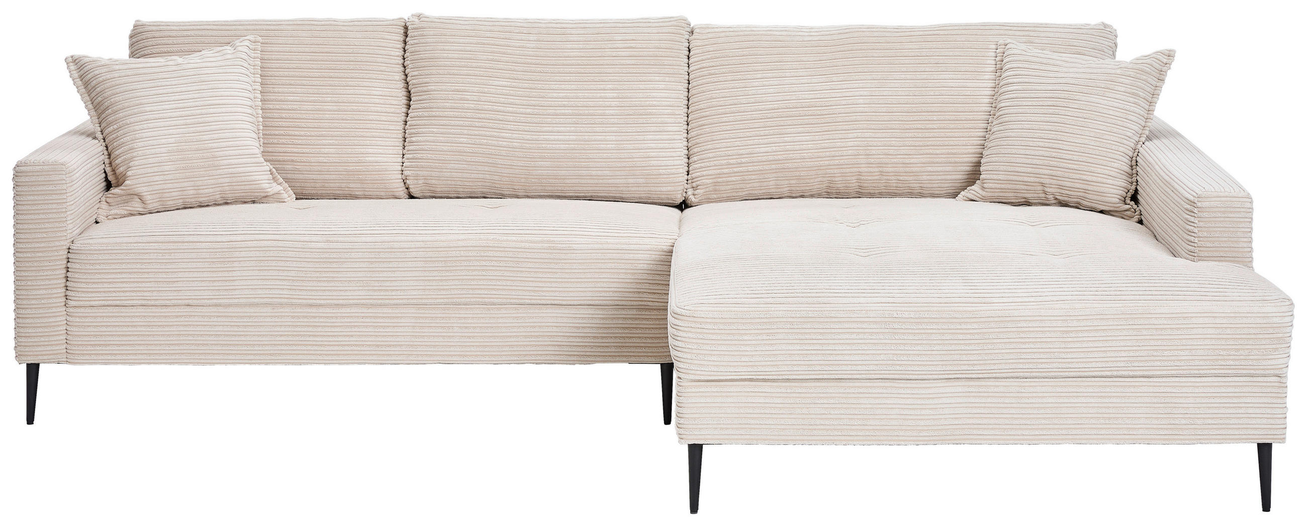 ECKSOFA in Cord Creme  276/173 cm  - Creme/Schwarz, KONVENTIONELL, Textil/Metall (276/173cm) - Carryhome