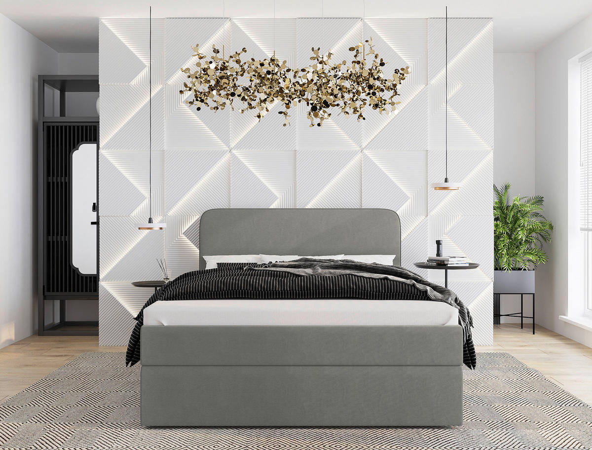 BOXBETT 120/200 cm  in Grau  - Schwarz/Naturfarben, MODERN, Holz/Kunststoff (120/200cm) - MID.YOU