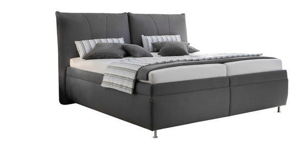 POLSTERBETT Matratze, Lattenrost, Bettkasten Dunkelgrau 180/200 cm  - Dunkelgrau/Birkefarben, KONVENTIONELL, Holz/Textil (180/200cm) - Dieter Knoll