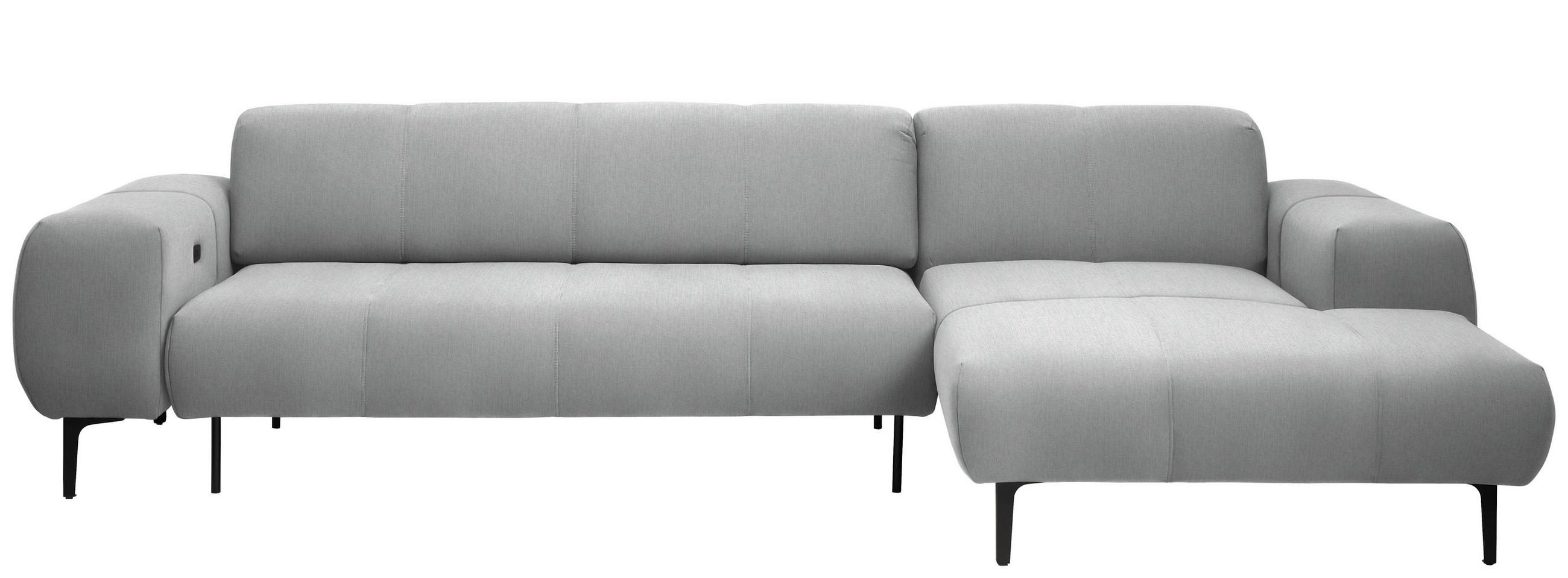 ECKSOFA  in Chenille Hellgrau  311/167 cm  - Hellgrau/Schwarz, Design, Textil/Metall (311/167cm) - Xora