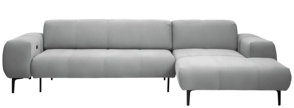 ECKSOFA in Chenille Hellgrau  311/167 cm  - Hellgrau/Schwarz, Design, Textil/Metall (311/167cm) - Xora
