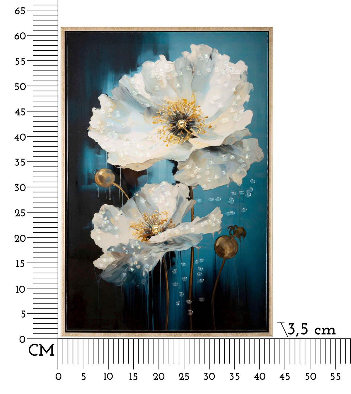LEINWANDBILD Blumen  - Goldfarben, Basics, Holz/Textil (42/62/3.5cm)