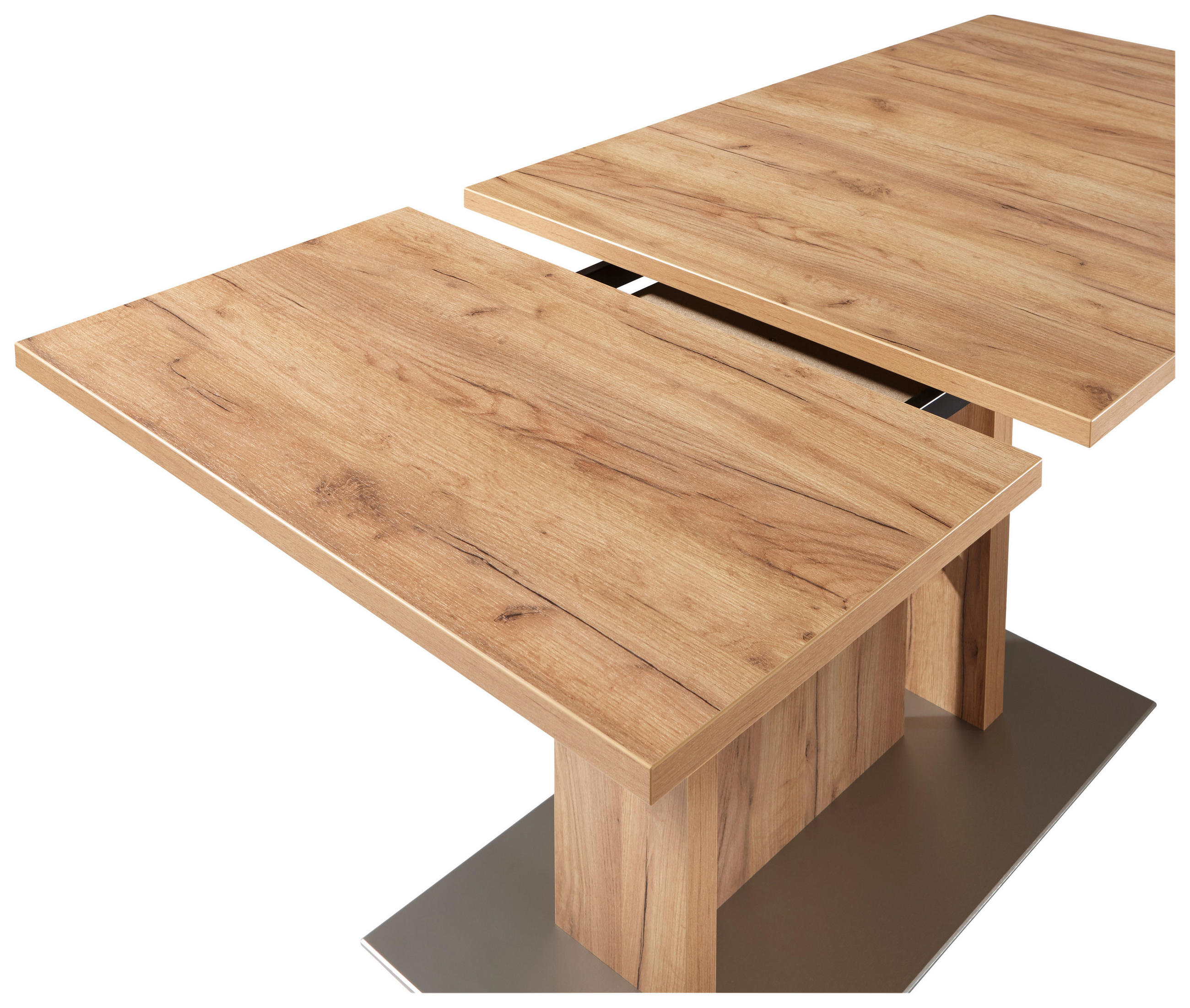 ESSTISCH in Metall, Holzwerkstoff 130-180/90/75 cm  - Edelstahlfarben/Eichefarben, Design, Holzwerkstoff/Metall (130-180/90/75cm) - Moderano