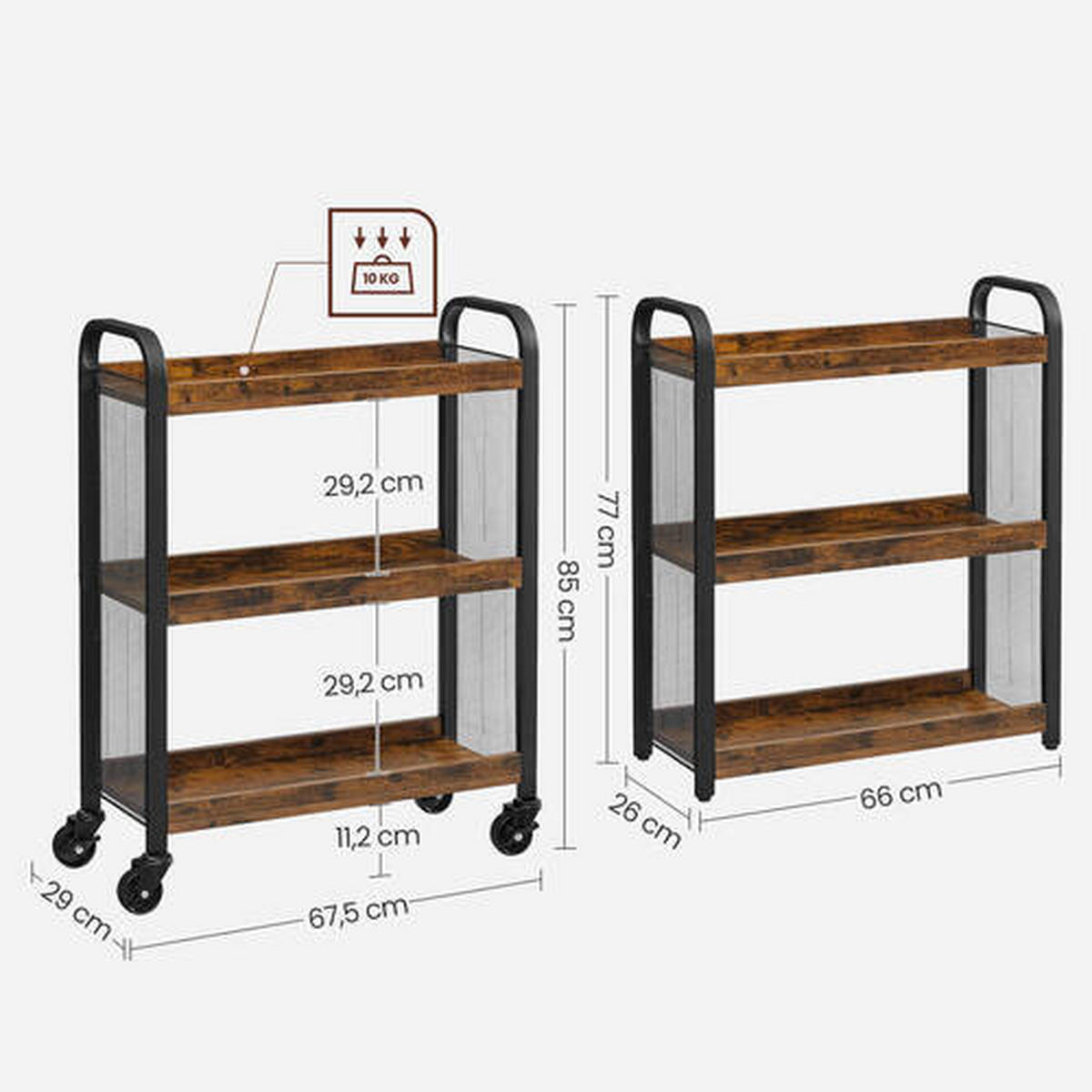 ALLZWECKWAGEN Schichtholz Braun, Schwarz  - Schwarz/Braun, Trend, Holzwerkstoff/Metall (66/85/26cm) - Boxxx