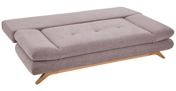 SCHLAFSOFA in Flachgewebe Grau, Altrosa  - Buchefarben/Altrosa, KONVENTIONELL, Holz/Textil (205/86/94cm) - Carryhome